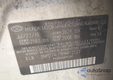 2017 Hyundai Elantra Se z USA, uszkodzony, nr VIN 5NPD74LF8HH112127